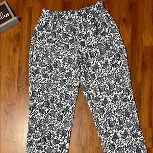 EUC Talbots Palazzo Soft Pants Blue White Casual